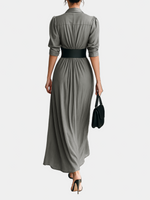 Ζωή - Μακρύ πλισέ φόρεμα με ζώνη