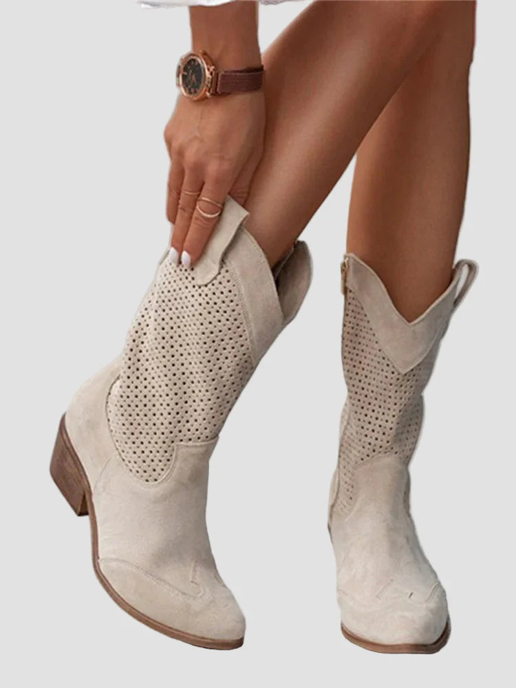 Ξένια - Μοντέρνες Καουμπόικες Μπότες από Τζιν με Πλαϊνό Φερμουάρ