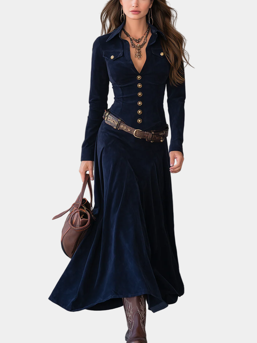 Χριστίνα - Φαρδύ σουέτ φόρεμα με σκίσιμο