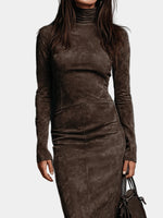 Μαρία - Μακρύ καφέ φόρεμα midi